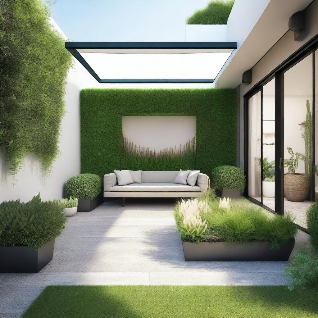 Design of an exterior terrace of a penthouse with dimensions of 5