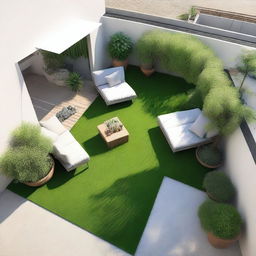 Design of an exterior terrace of a penthouse with dimensions of 5