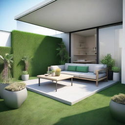 Design of an exterior terrace of a penthouse with dimensions of 5