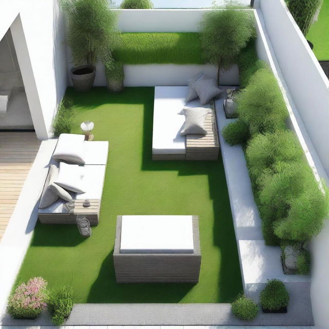 Design of an exterior terrace of a penthouse with dimensions of 5