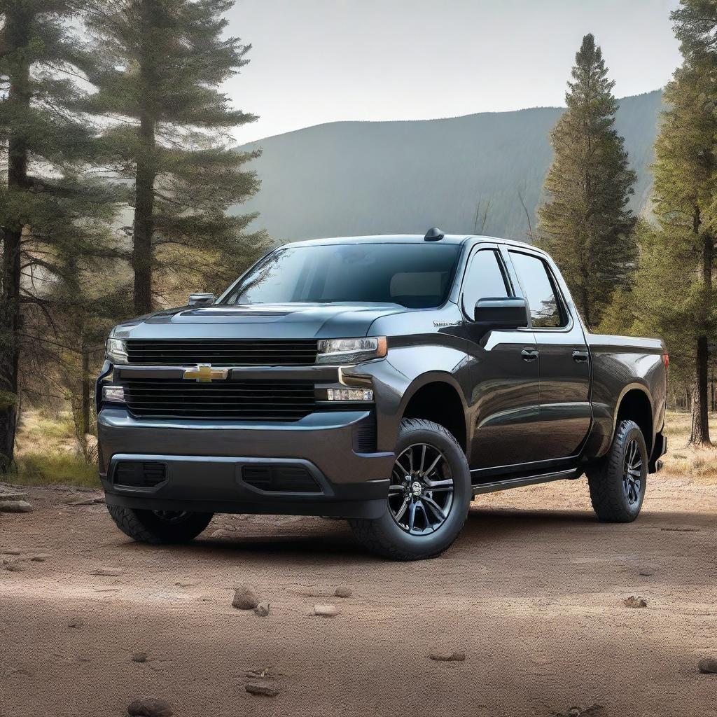 A 2020 Chevy Silverado 1500 in dark gray with a double cab