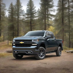 A 2020 Chevy Silverado 1500 in dark gray with a double cab