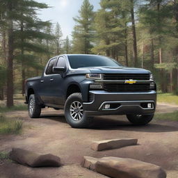 A 2020 Chevy Silverado 1500 in dark gray with a double cab