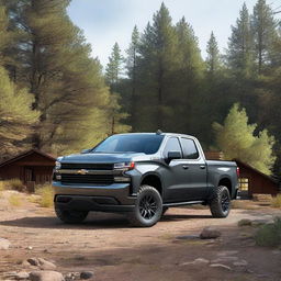 A 2020 Chevy Silverado 1500 in dark gray with a double cab