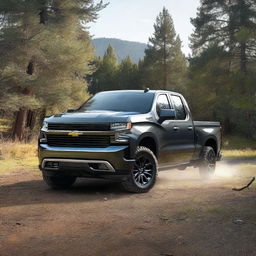 A 2020 Chevy Silverado 1500 in dark gray with a double cab