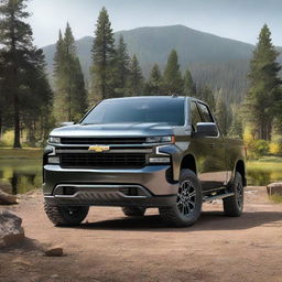 A 2020 Chevy Silverado 1500 in dark gray with a double cab