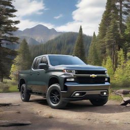 A 2020 Chevy Silverado 1500 in dark gray with a double cab