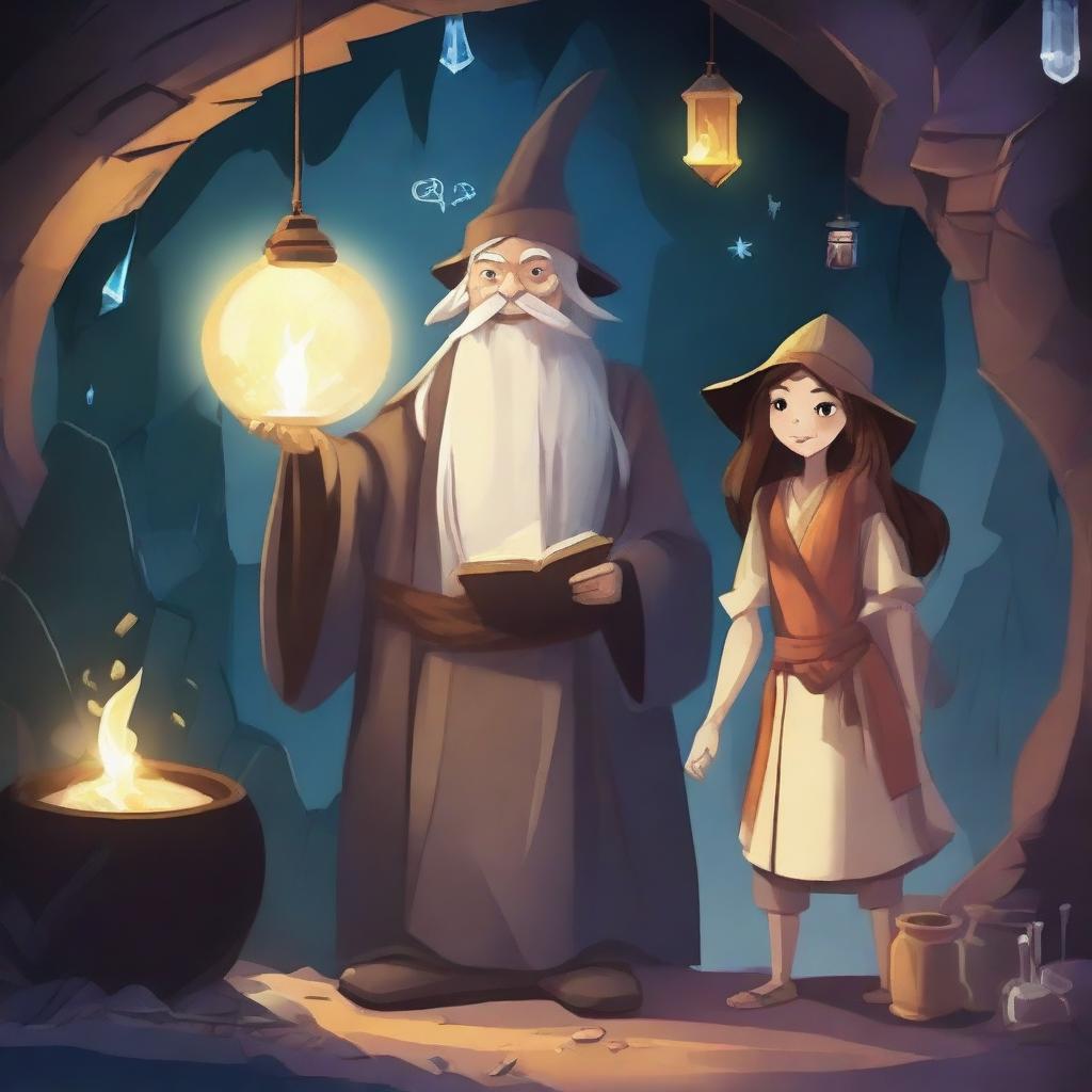 The old male wizard and the young girl wizard explore various kinds of magic, from controlling natural elements to using herbal potions for healing