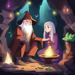 The old male wizard and the young girl wizard explore various kinds of magic, from controlling natural elements to using herbal potions for healing