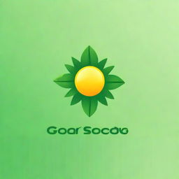 Design a logo for a solar product featuring a sun in the middle of two near-realistic green leaves with detailed leaf features