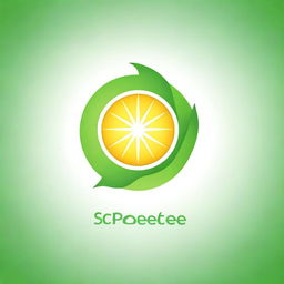 Design a logo for a solar product featuring a sun in the middle of two near-realistic green leaves with detailed leaf features