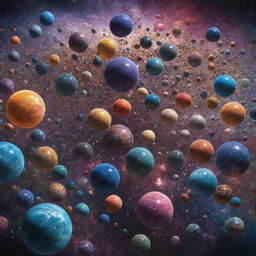 A spellbinding view of the multiverse, presenting an array of different universes, each distinguished by unique features and vibrant colors, encapsulating the concept of infinite realities.