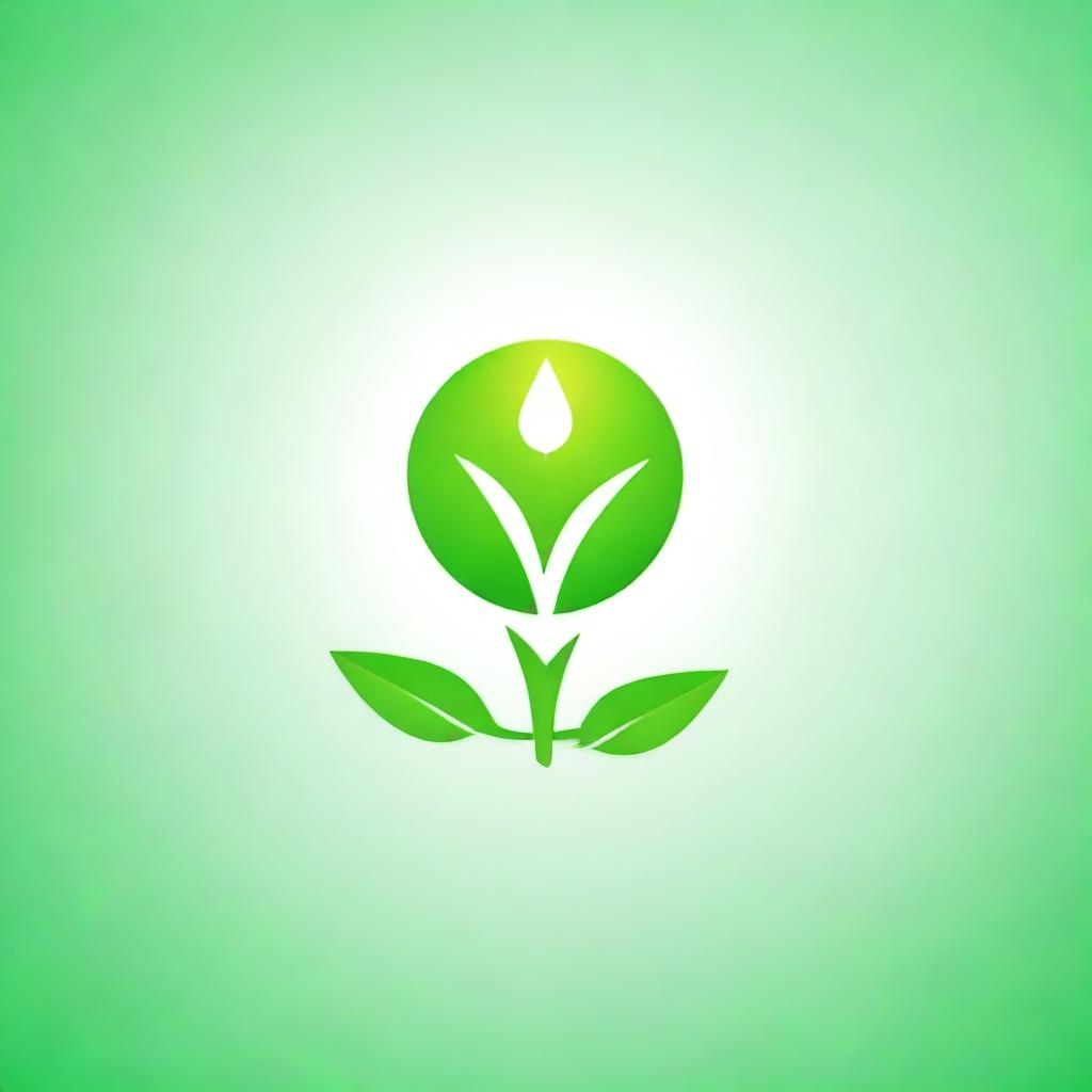 Create a logo for a solar product featuring a sun in the middle of two near-realistic green leaves with detailed leaf features