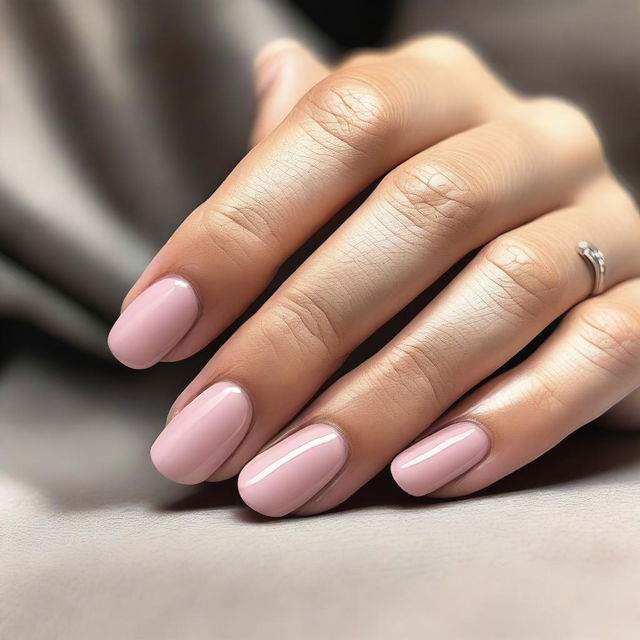 A close-up image of hands with medium length nails