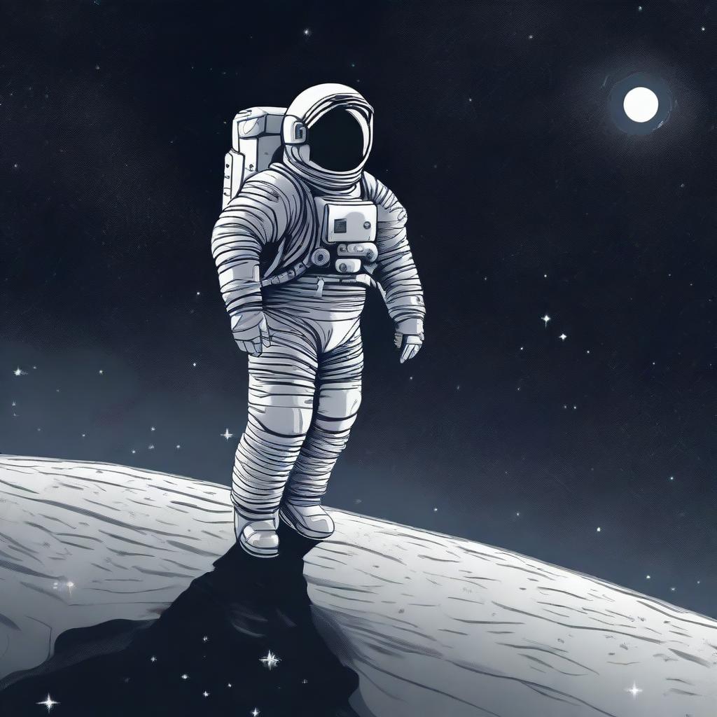 An illustration of a lone astronaut floating limply in the endless expanse of space