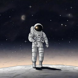 An illustration of a lone astronaut floating limply in the endless expanse of space