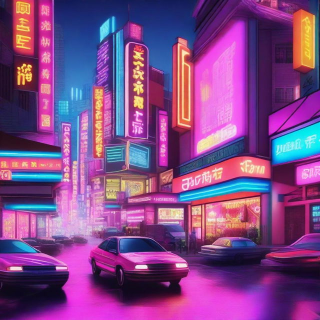 Create a neon utopia with vibrant colors and futuristic elements