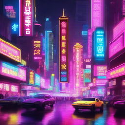 Create a neon utopia with vibrant colors and futuristic elements