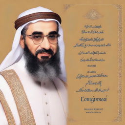 غلاف كتاب مدرسي عن تاريخ النبي محمد صلى الله عليه وآله وسلم، يتميز بنمط هندسي معقد وتصميم حديث