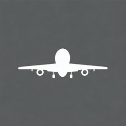 A simple white icon of an airplane on a transparent background