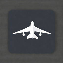 A simple white icon of an airplane on a transparent background