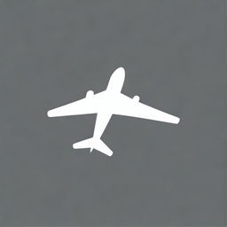 A simple white icon of an airplane on a transparent background