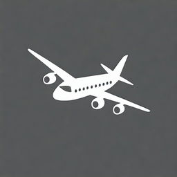 A simple white icon of an airplane on a transparent background