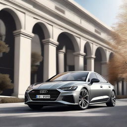 A detailed and realistic rendering of an Audi A7 C8