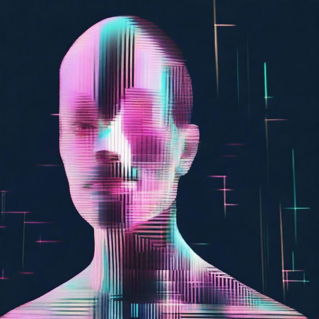 Create an image of a human named James with a glitch effect