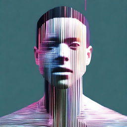 Create an image of a human named James with a glitch effect