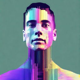 Create an image of a human named James with a glitch effect