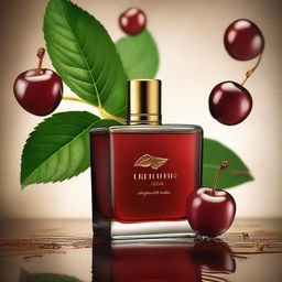 Create a creative and appealing image that combines the sophisticated aroma of ripe cherries with subtle notes of tobacco