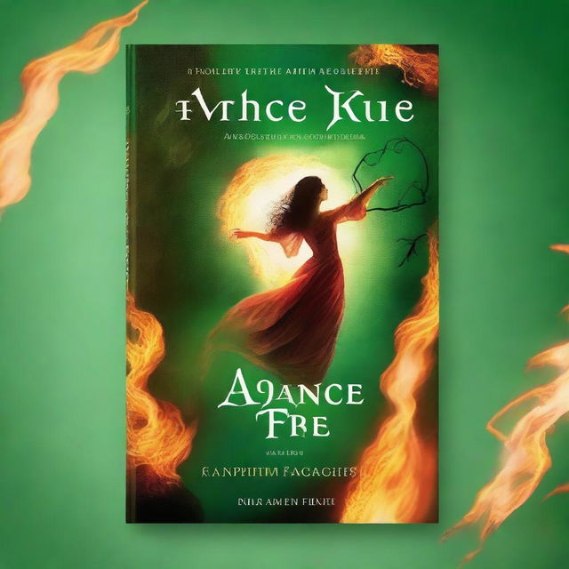 Create a book cover with the title 'A Dance In Fire: I, by Waughin Jarth' on a green background
