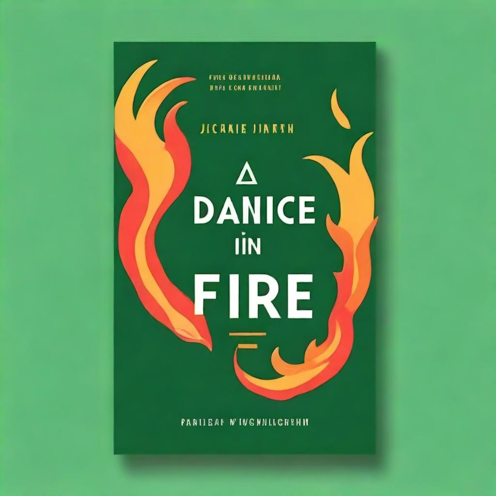 Create a book cover with the title 'A Dance In Fire: I, by Waughin Jarth' on a plain green background