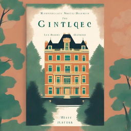 A mystery book cover featuring a large cozy hotel surrounded by trees as the centerpiece