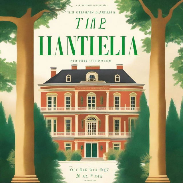 A mystery book cover featuring a large cozy hotel surrounded by trees as the centerpiece