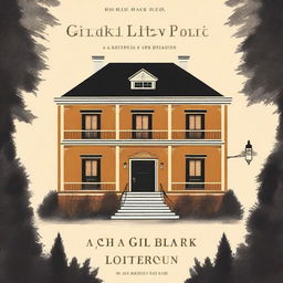 A mystery book cover featuring a large cozy hotel surrounded by trees as the centerpiece