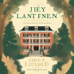 A mystery book cover featuring a large cozy hotel surrounded by trees as the centerpiece