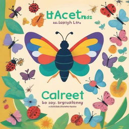 Create a vibrant and engaging book cover for a children's book titled 'Color and Discover: Insect Fun Facts and Puzzles'