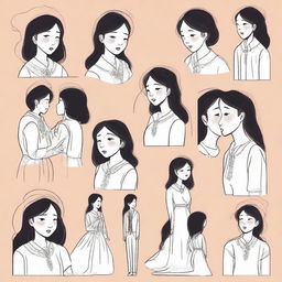 A series of scenes depicting a girl who marries a woman she never knew, arranged by her father