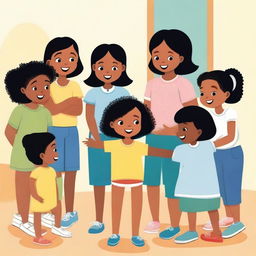 An illustration featuring children learning about privacy and modesty