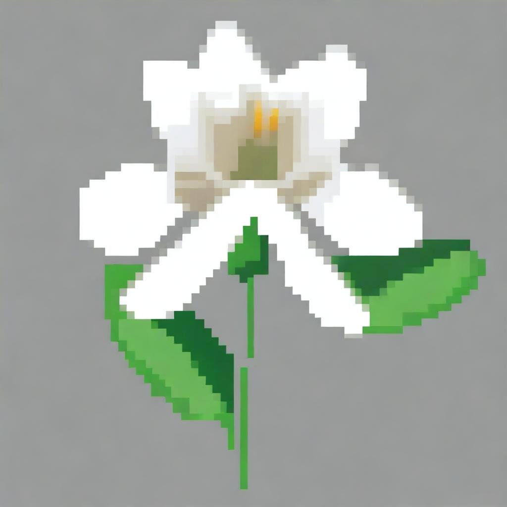 A pixel art image of a white bell flower