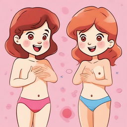 An illustration featuring a boy and a girl learning about body parts