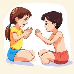 An illustration featuring a boy and a girl learning about body parts