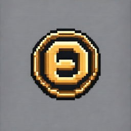 Create a pixel art image of a coin with the letter 'E' in the center