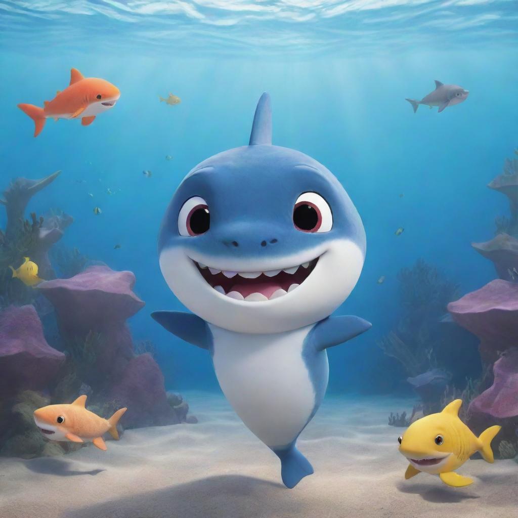 Finley the baby shark, full of joy and wisdom, back in his familiar watery home. He's joyfully sharing stories of his incredible adventures with his wide-eyed family and friends, inspiring them about the amazing wonders awaiting beyond their residence.