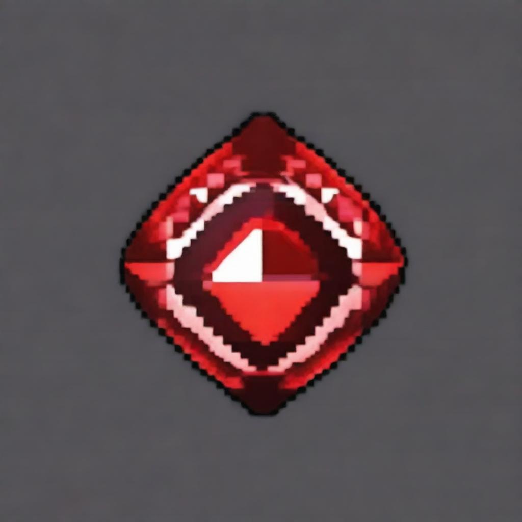 Create a pixel art image of a red gemstone