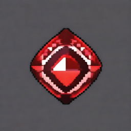 Create a pixel art image of a red gemstone