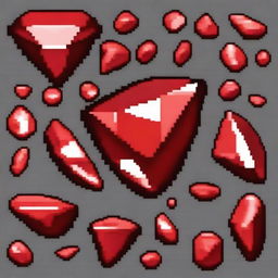 Create a pixel art image of a red gemstone