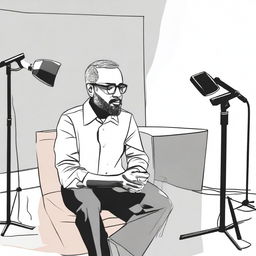 A detailed illustration of an interview with Omar Hasan